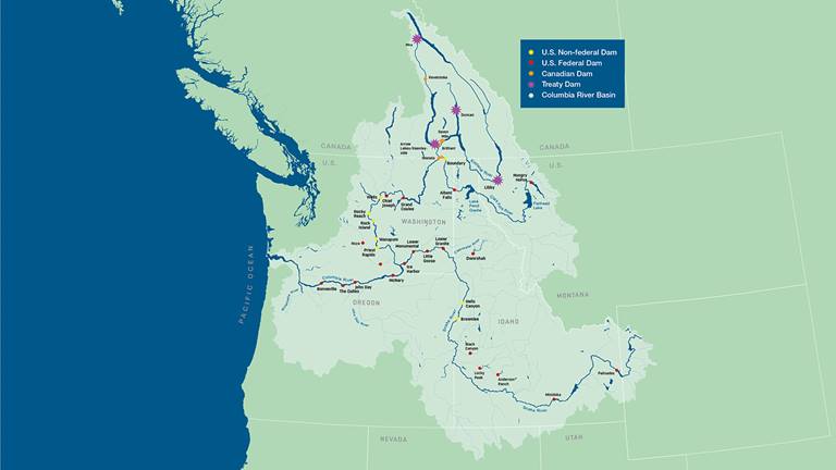 segment of columbia basin dam map